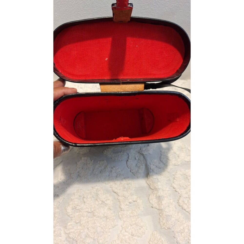 VINTAGE Japan Black Leather Binocular Case with Adjustable Strap Outdoors Travel